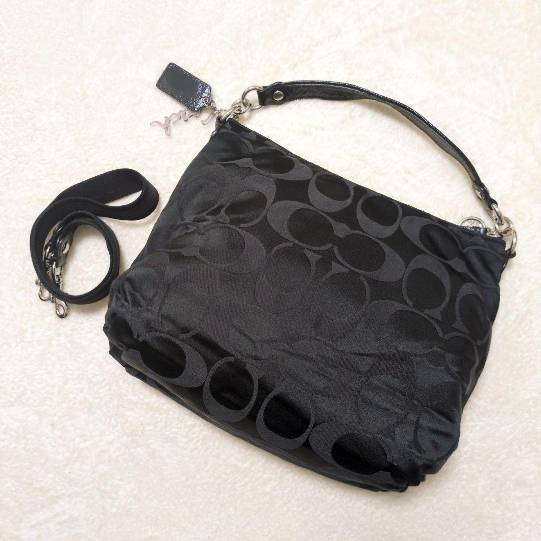 コーチ ポピー シグネチャー 2way ショルダーバッグ 黒 COACH