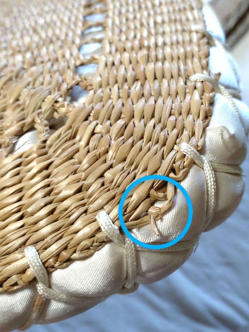 天然素材 座布団 い草？ クッション 3枚 昭和レトロ 古民家