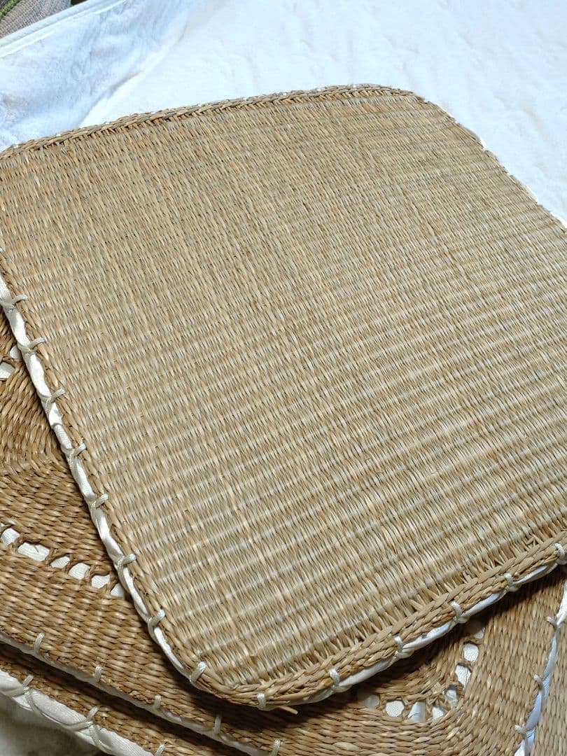 天然素材 座布団 い草？ クッション 3枚 昭和レトロ 古民家