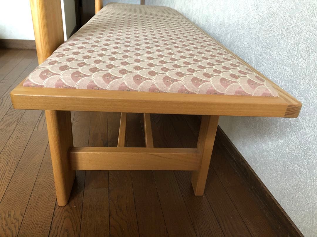 天然木　布貼り　ソファベンチ　3人掛け　組み木　家具　ブランド家具　送料込み