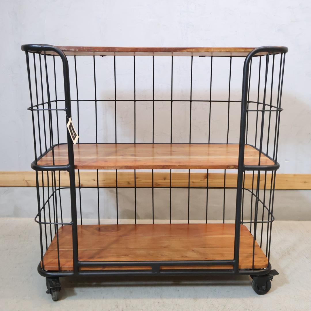 SPICE OF LIFE 3段ワイドワゴンラック オープンシェルフ 工業系