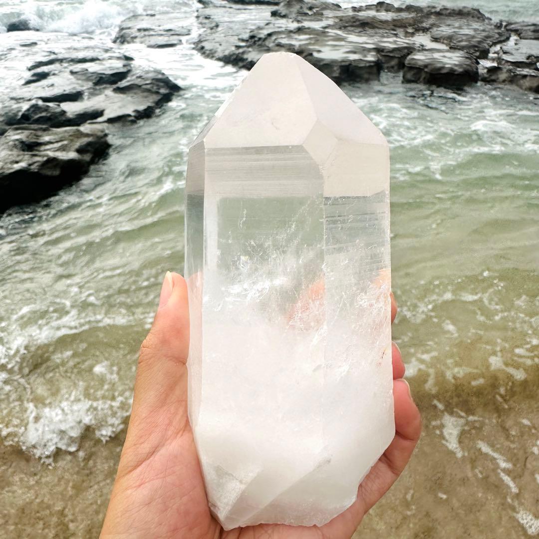 【水晶　ロック クリスタル】　バーコード入り　ビッグポイント　⑤