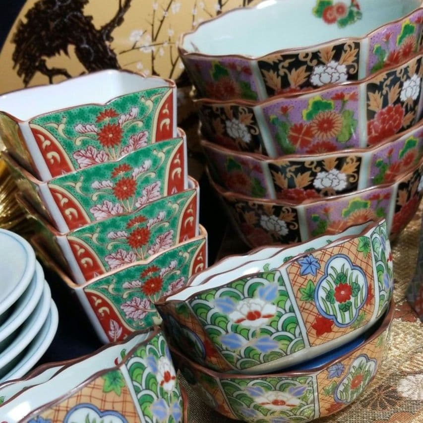 【未使用】　◆ 五人様お膳揃 ◆　有田焼 　仁祥窯 清秀 華山窯古伊万里　30品