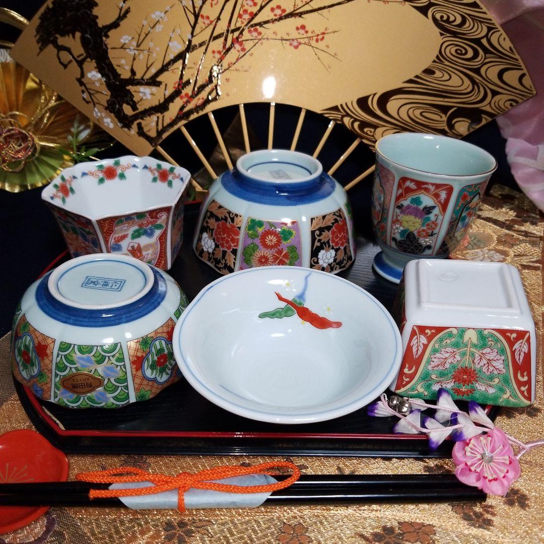 【未使用】　◆ 五人様お膳揃 ◆　有田焼 　仁祥窯 清秀 華山窯古伊万里　30品