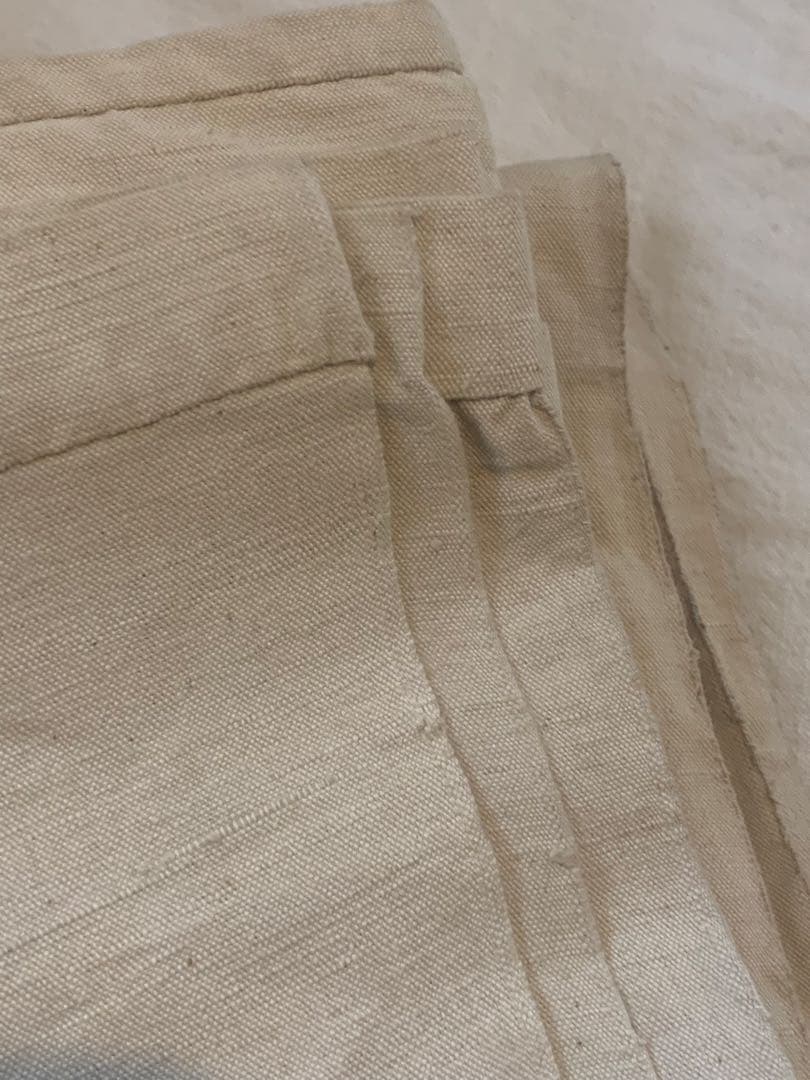 希少超大判 赤刺繍 フランスアンティーク未漂白リネン 二枚はぎ3.4x2.4m