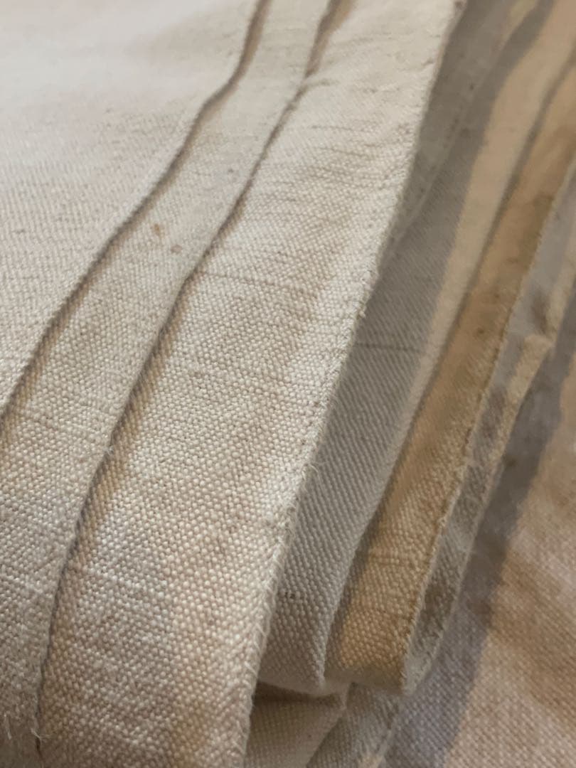 希少超大判 赤刺繍 フランスアンティーク未漂白リネン 二枚はぎ3.4x2.4m