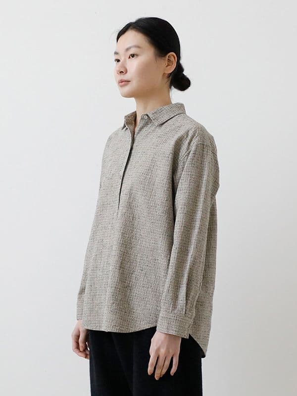2025年 evam evaコットンリネン　チェックシャツ　30,800円
