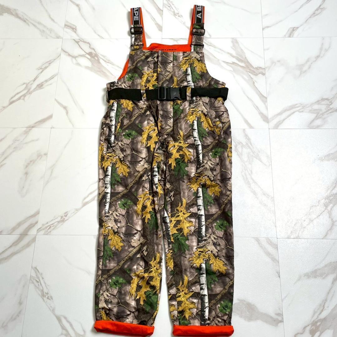未使用級　アベイシングエイプ　リアルツリー　オーバーオール　カモ柄　ベルト付　L