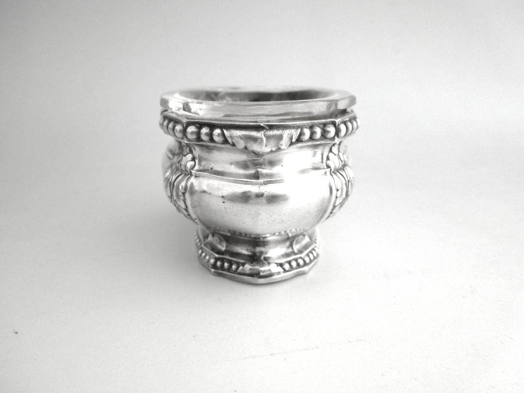 ピュイフォルカ　シルバーガラスボウル　調味料入れ　Puiforcat　純銀