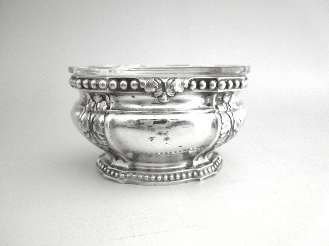 ピュイフォルカ　シルバーガラスボウル　調味料入れ　Puiforcat　純銀