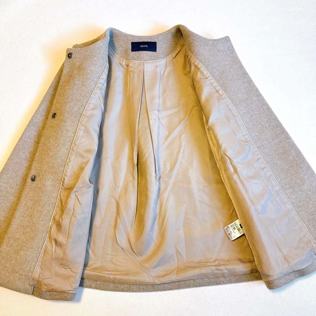 SHIPSシップス SUPER140ノーカラーショートコート