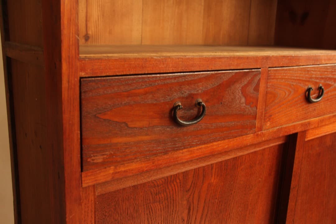 収納棚　食器棚　木製　古道具　古家具　和家具　ビンテージ　アンティーク　レトロ