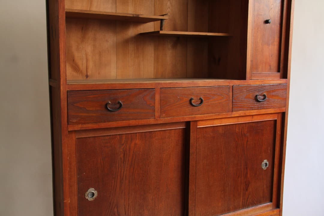 収納棚　食器棚　木製　古道具　古家具　和家具　ビンテージ　アンティーク　レトロ