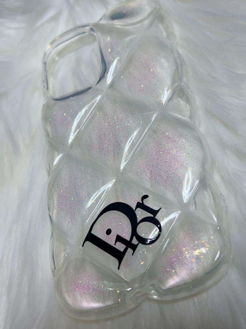 Dior クリアラメ入り キルティング iPhone16ケース