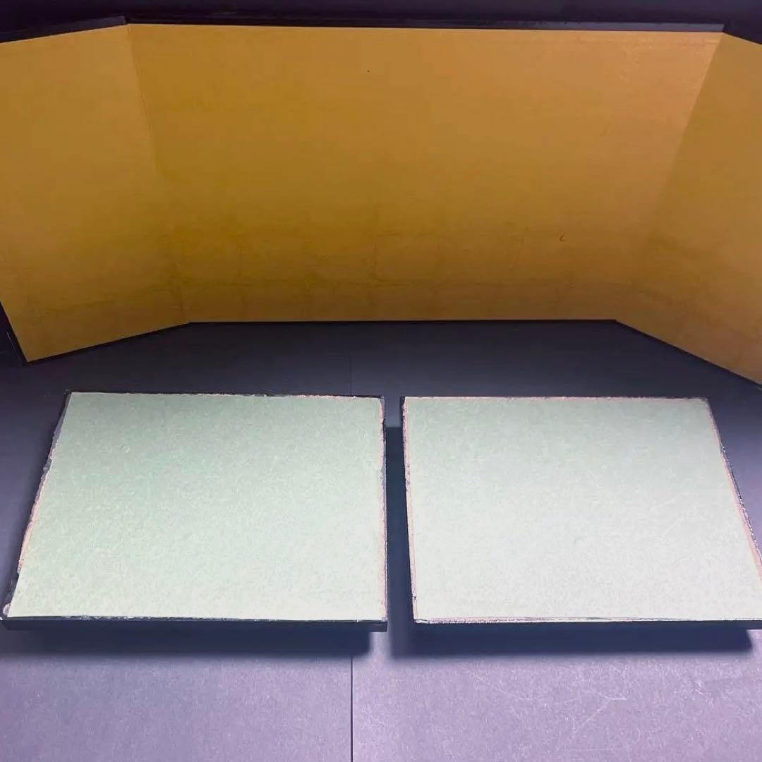 九谷焼 長峰窯 雛人形　 屏風/敷物/立札付き