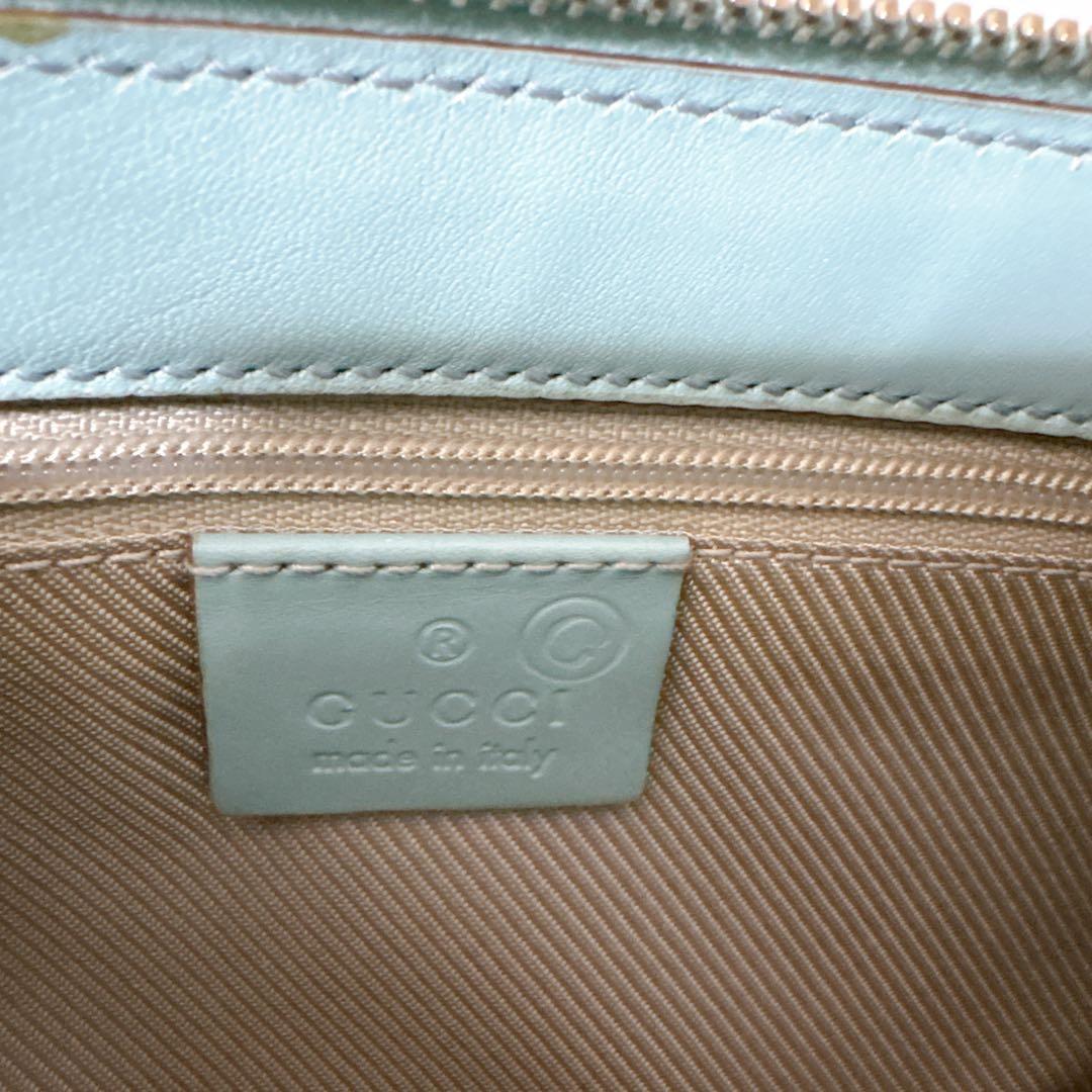 【希少】グッチ アクセサリーポーチ マイクロシマ レザー ブルー ワンショルダー