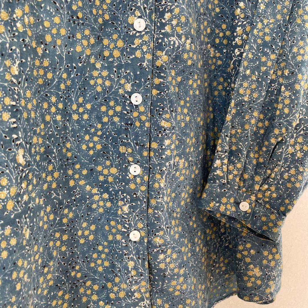 キャリコ アジュラック染め ルーズブラウス ミモザ柄 インド