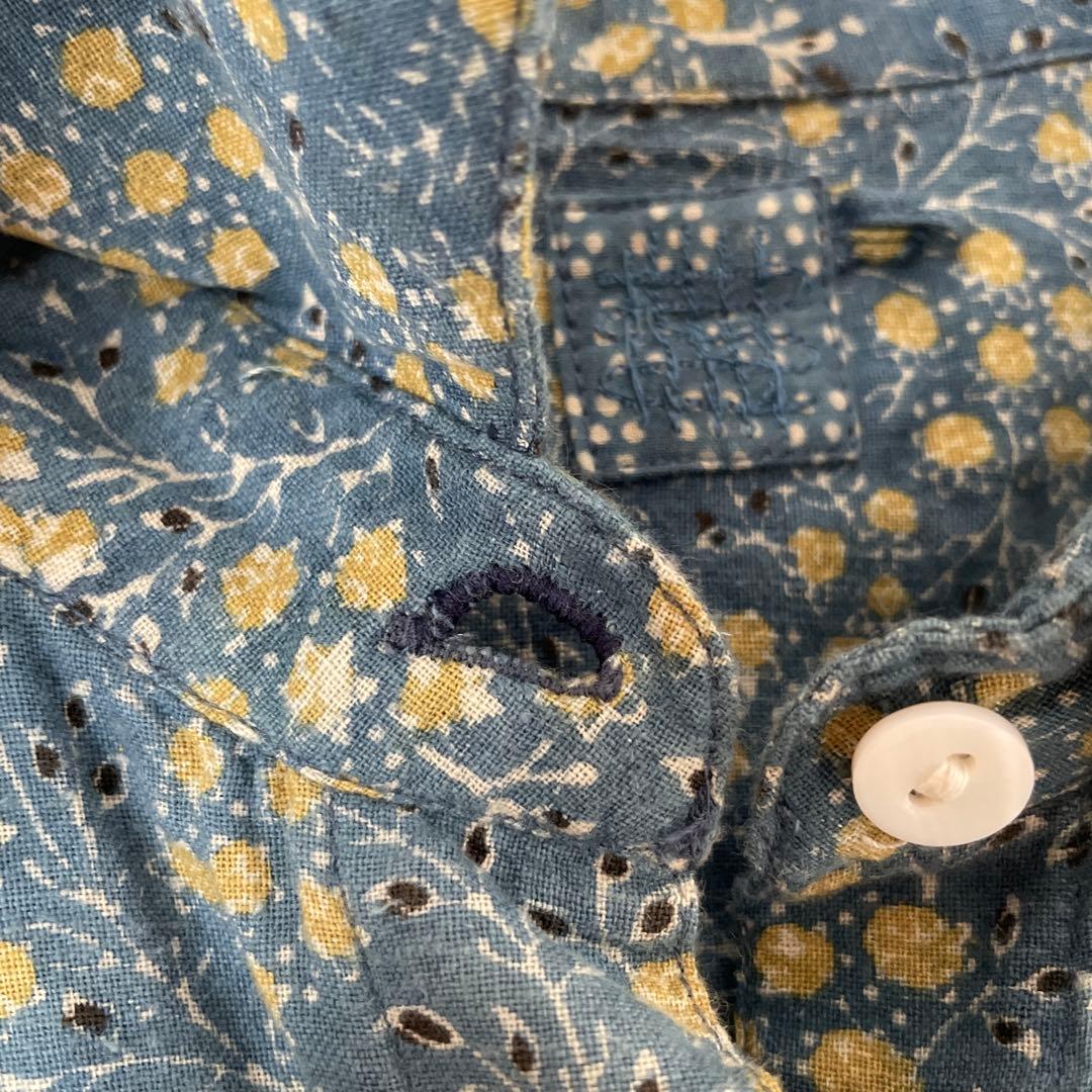 キャリコ アジュラック染め ルーズブラウス ミモザ柄 インド