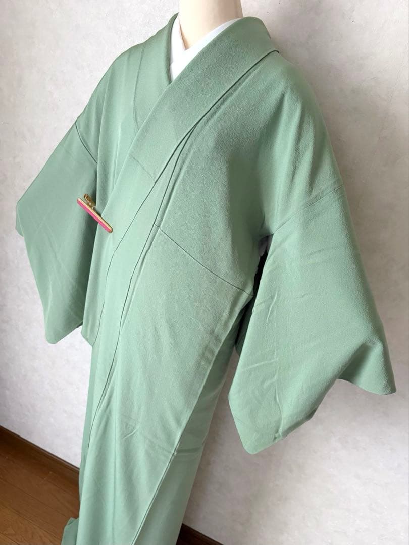 a14【特価】美品 正絹 色無地 裄 67