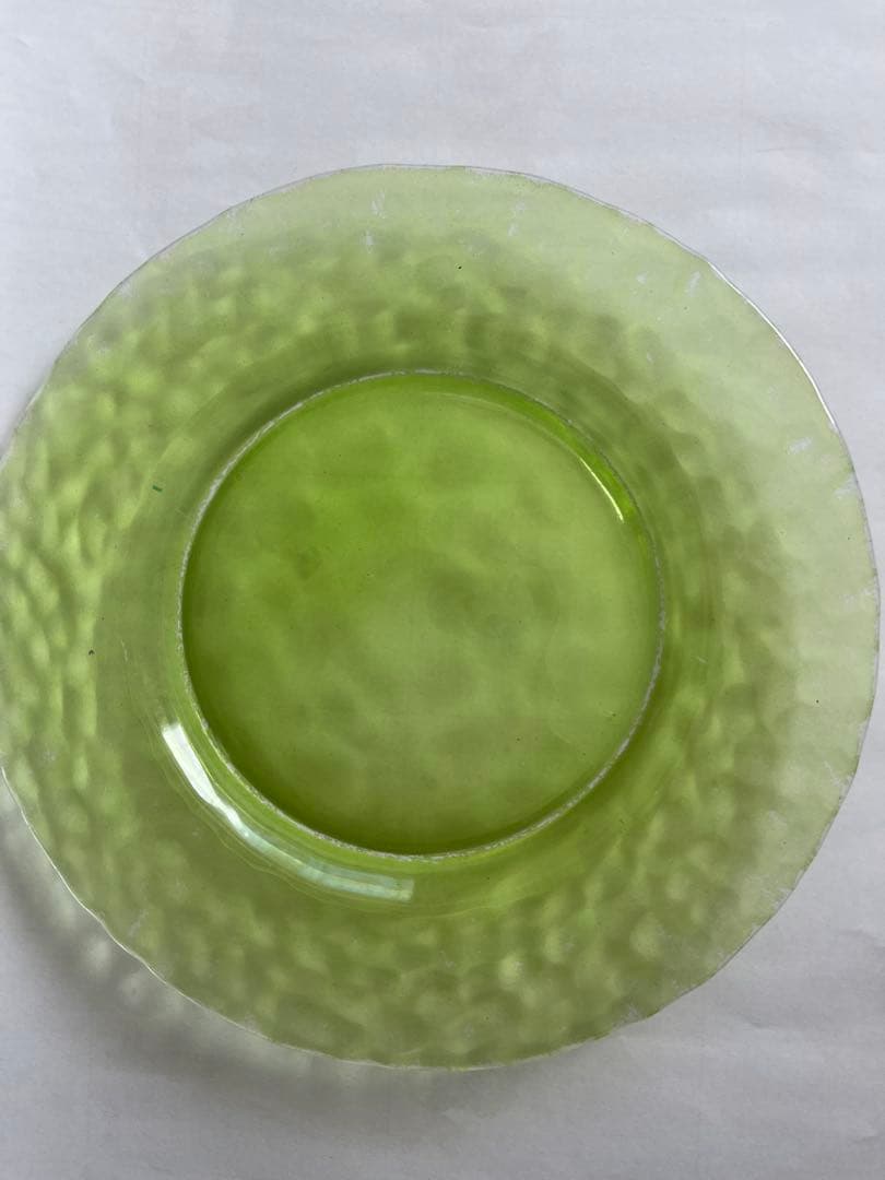 イタリア　IVV ガラスプレート　20cm ３枚　３色　ビンテージ　青　黄　緑