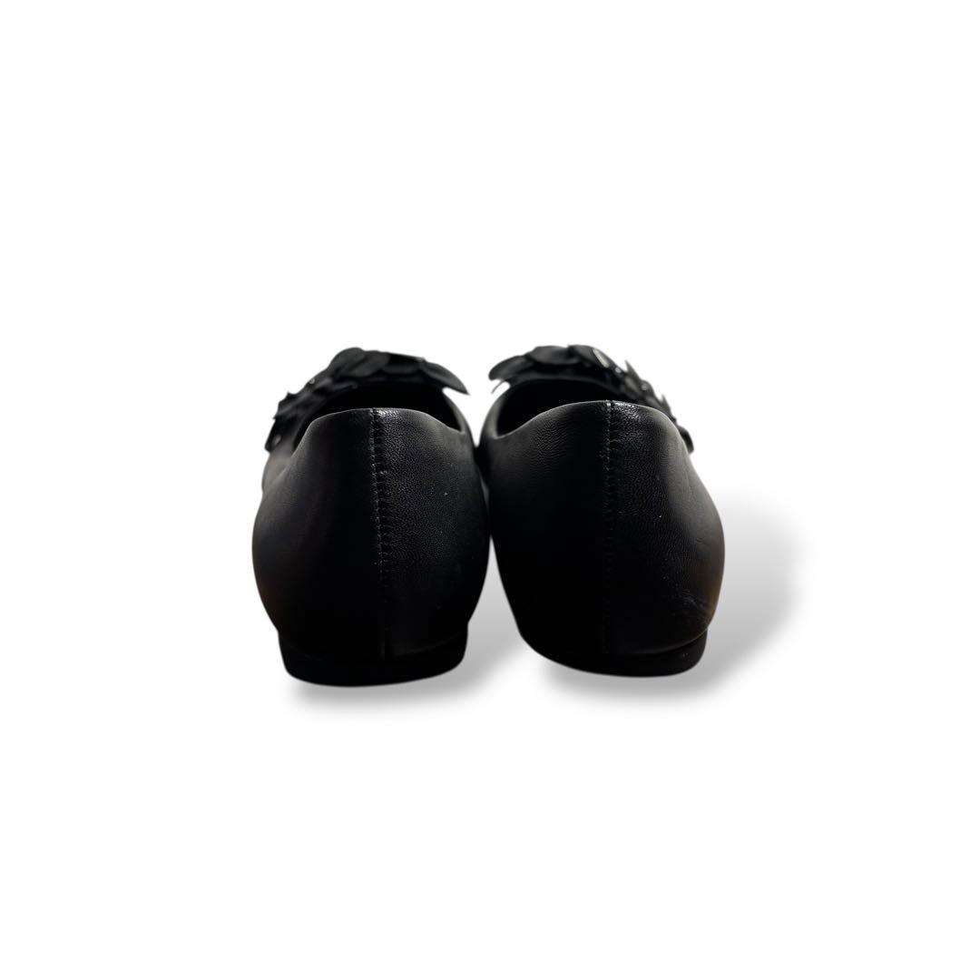 極美品　アンテプリマ　フラットシューズ　23.5 ブラック　レザー　フラワー
