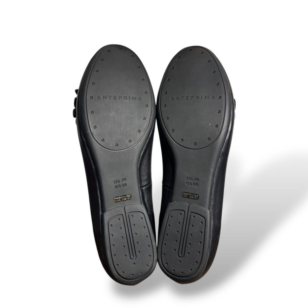 極美品　アンテプリマ　フラットシューズ　23.5 ブラック　レザー　フラワー