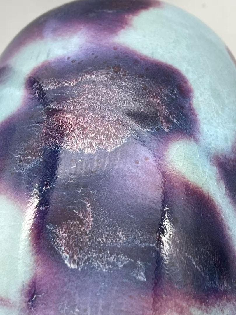 鈞窯　天青釉紫斑瓶　窯変釉　辰砂　花入　花瓶　茶道具 唐物(B-106)