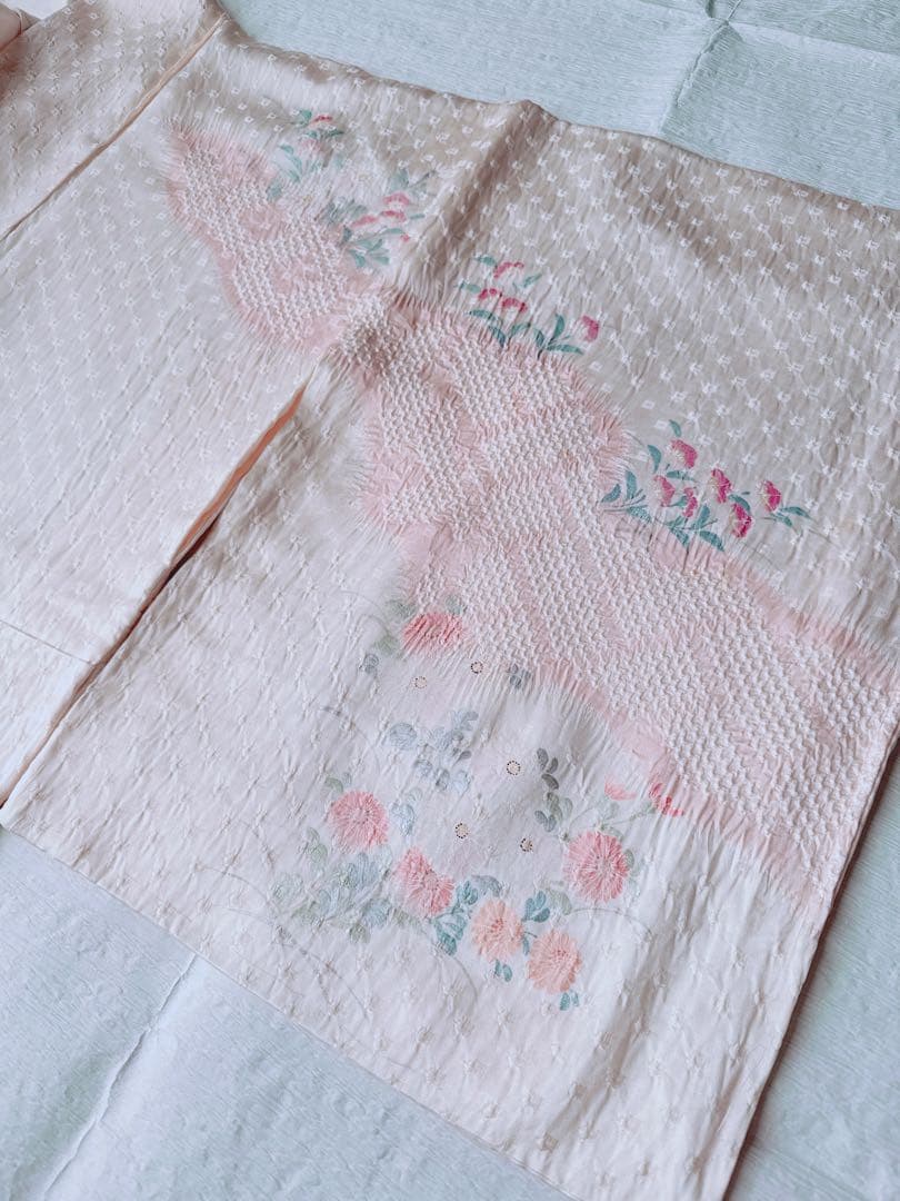 【訳あり特別価格】　正絹　訪問着　総絞り　四季華合わせ