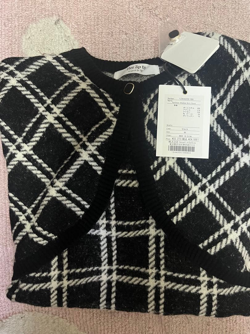 her lip to♡Pantheon Checked Knit Dress