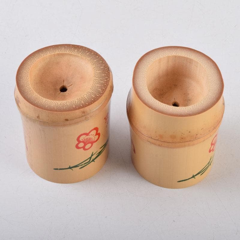 茶道具　黒田正玄作　松竹梅　竹蓋置　一双　表千家十三代即中斎極め箱　V　8698