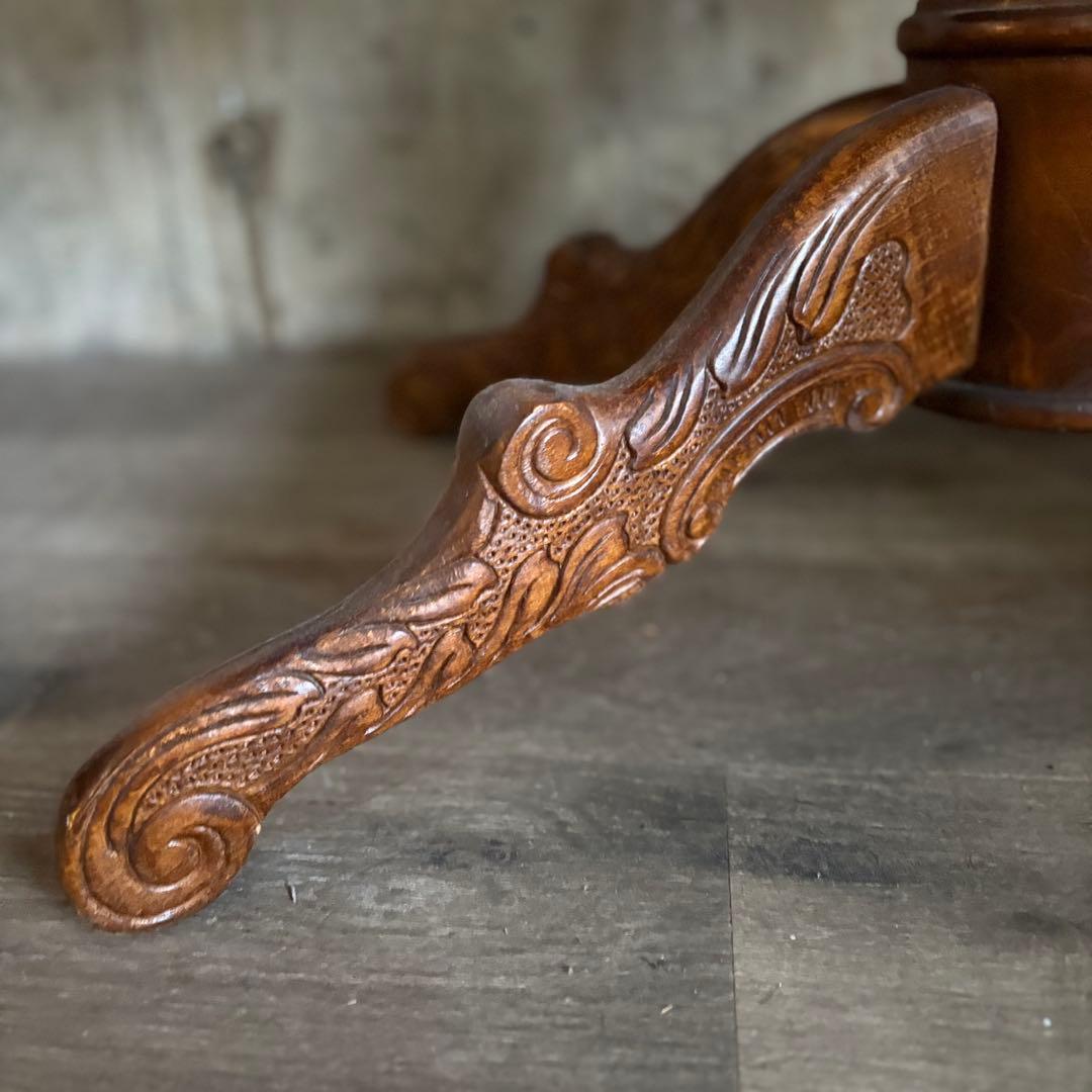 イタリア　象嵌センターテーブル　ヴィンテージ　彫刻装飾