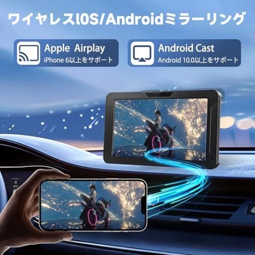Aディスプレイオーディオ 7インチ ポータブル カーオーディオ バックカメラ付き