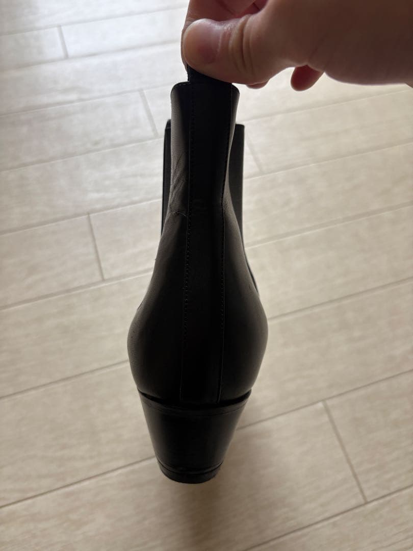 ブラック レザー サイドゴアブーツ