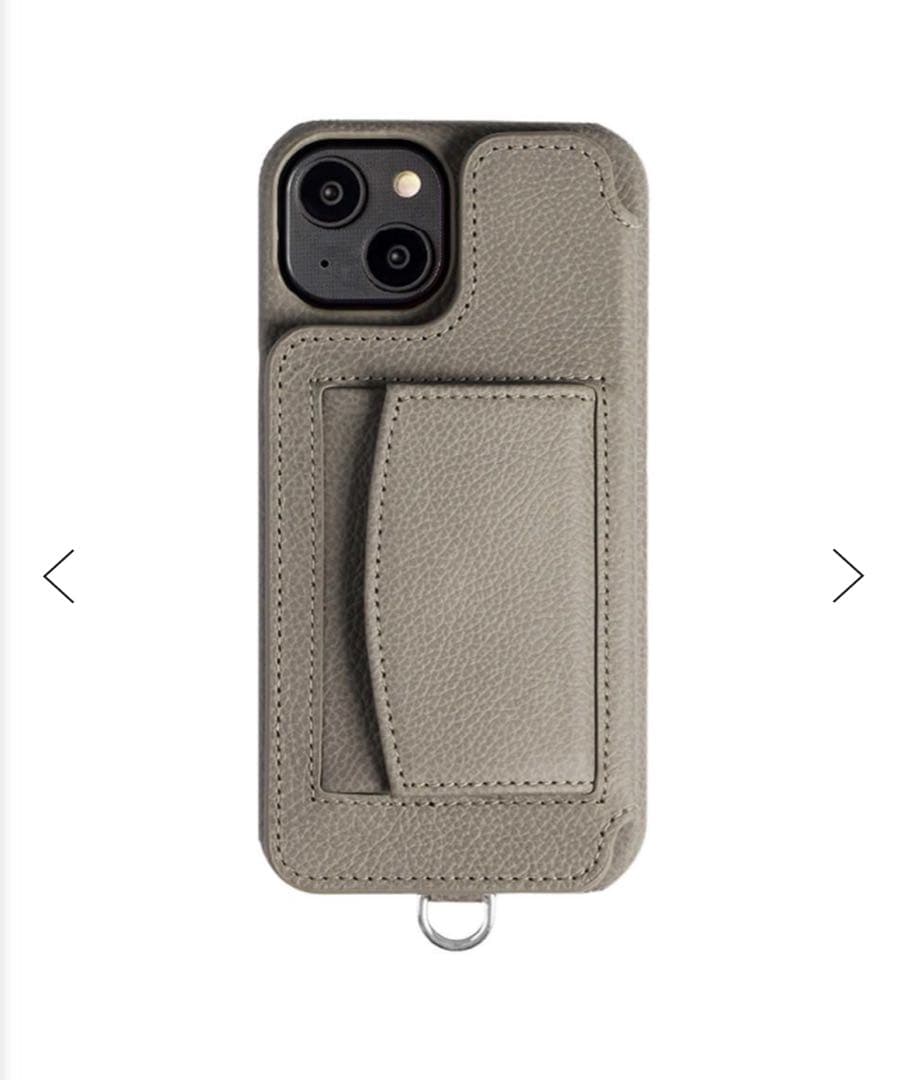 【DEMIUPOCHEチャコール革巻きiPhone14 チャコールストラップ付き