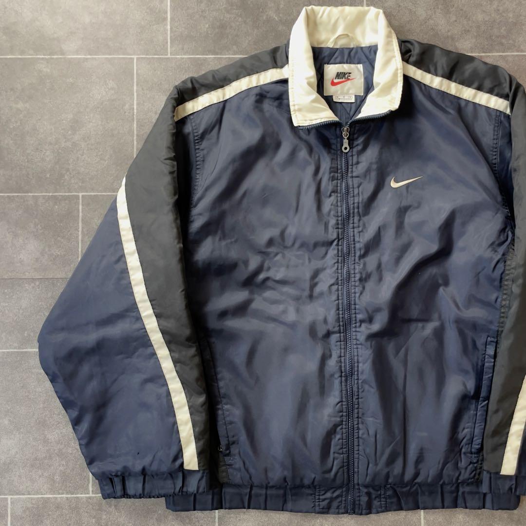 90-00s Nike ナイキ オールド 中綿 ナイロンジャケット ネイビーM
