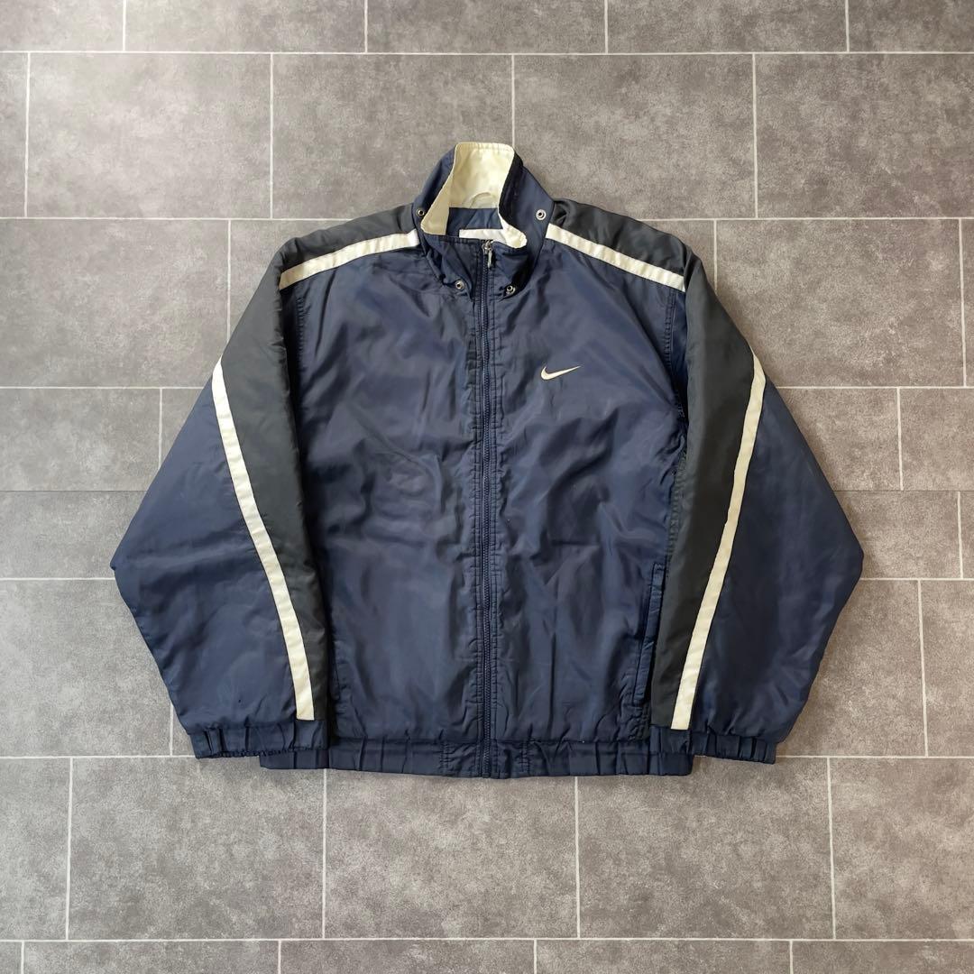 90-00s Nike ナイキ オールド 中綿 ナイロンジャケット ネイビーM