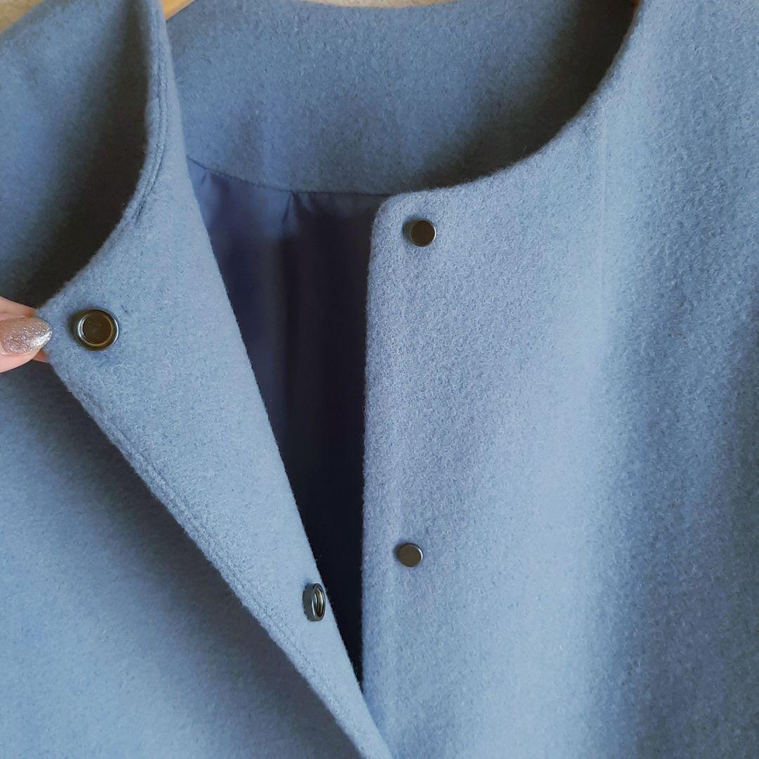 KATHARINE ROSS エシカルモッサミディコート　ブルー　ウール