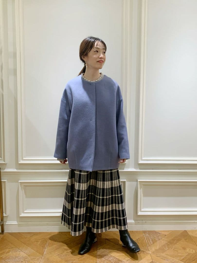 KATHARINE ROSS エシカルモッサミディコート　ブルー　ウール