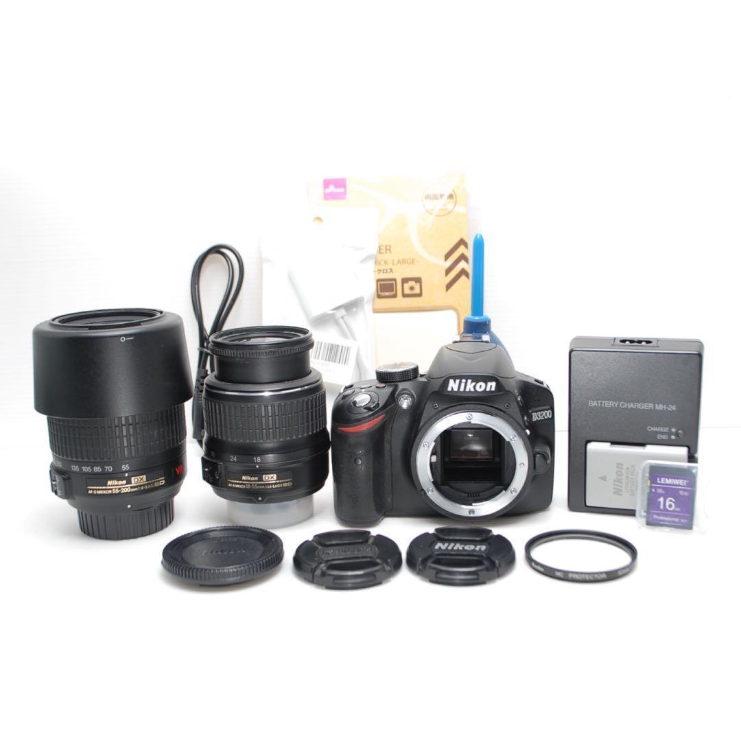 ⭐︎Nikon D3200⭐︎付属品豊富 コンパクトで軽量モデル 望遠レンズ付き