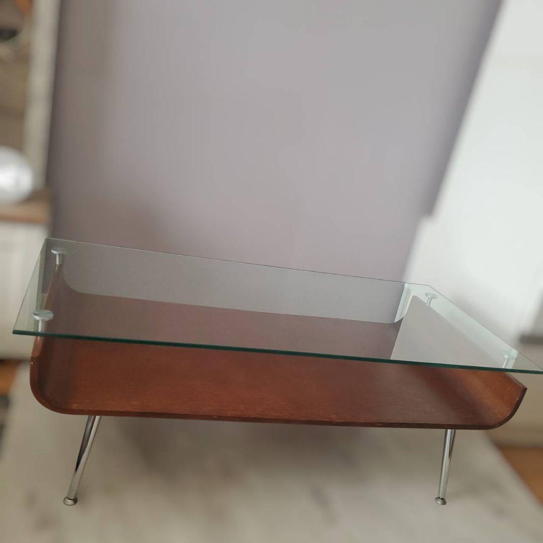 東谷 ミッドセンチュリー センターテーブル 曲げ木 ガラステーブル ブラウン