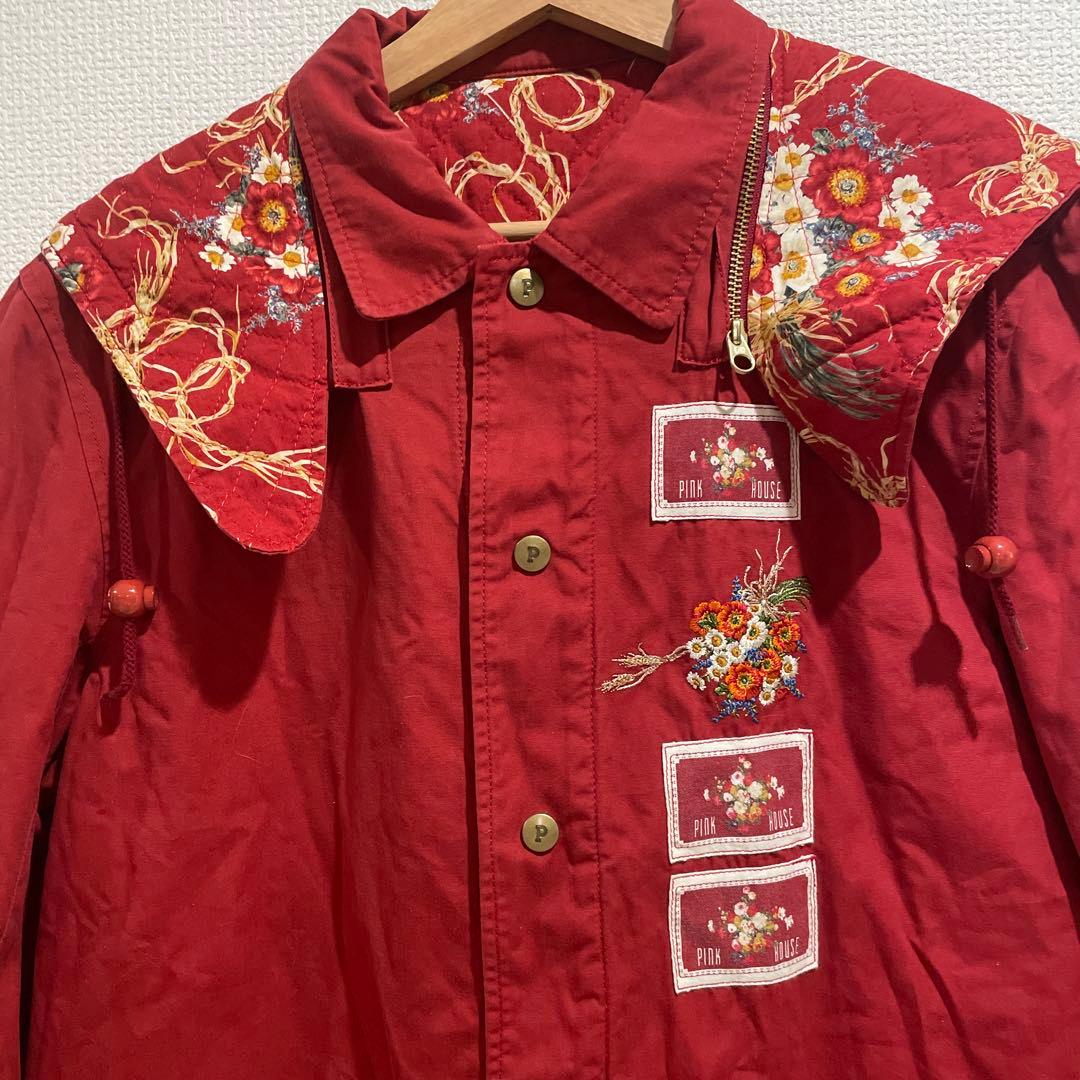 PINK HOUSE 赤色 刺繍 モッズコート