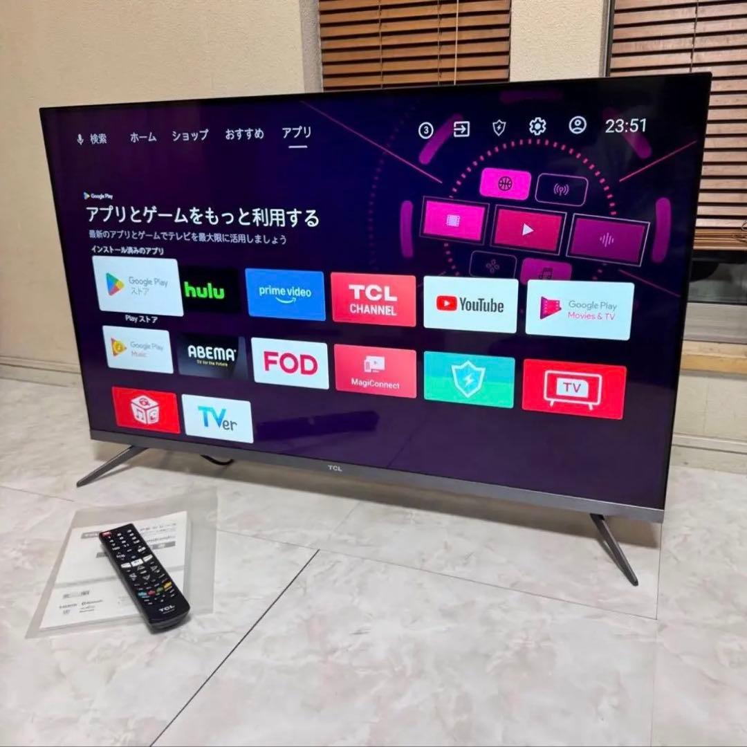 【美品】TCL43V型液晶テレビAndroid搭載4Kスマートテレビ2021年製