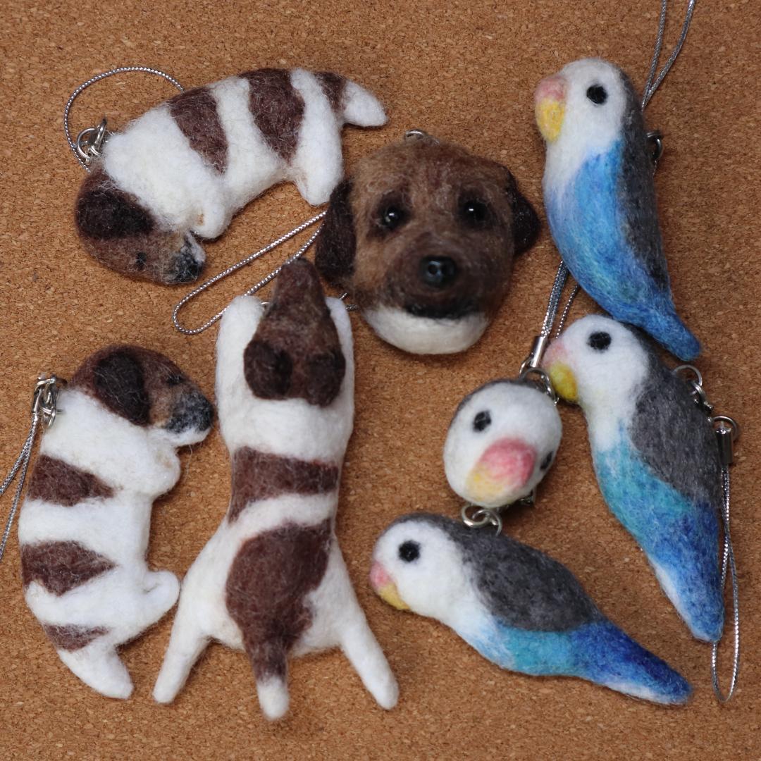 羊毛フェルト Yu様 ジャックラッセル&インコ ハンドメイド オーダー
