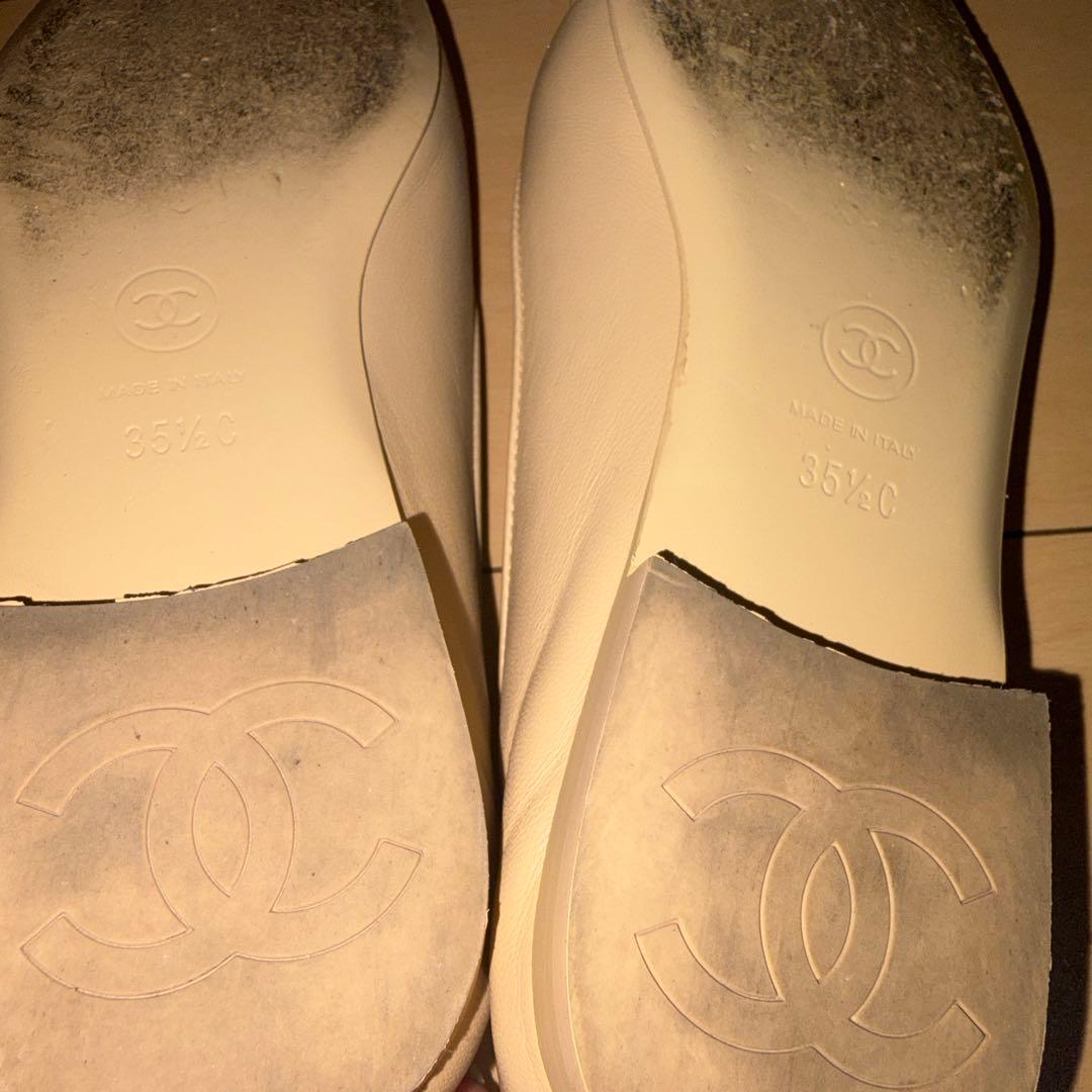 CHANEL ベージュ チェーン付きバレエシューズ