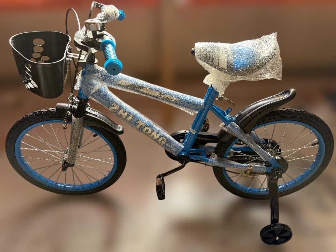 子供用自転車 青 スポーティーデザイン バスケット付き