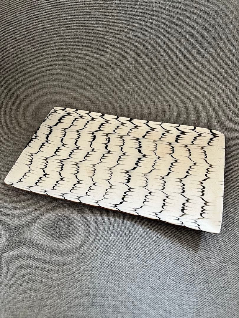 十場天伸さん つくも窯 スリップウェア 平皿 2枚セット