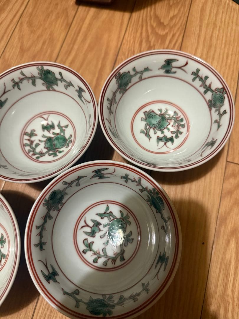 有田焼 源右衛門 窯 赤絵 柘榴絵 飯碗 茶碗 飯茶碗