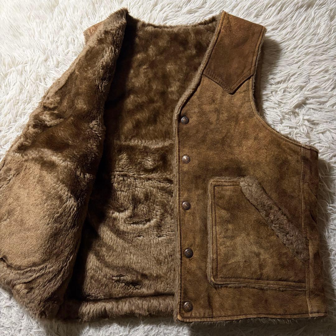 【雰囲気抜群】schott ムートン　羊革　シープスキン　ベスト　ブラウン