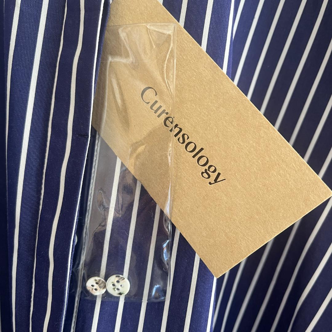 Curensology カレンソロジー ストライプロングシャツ ネイビー