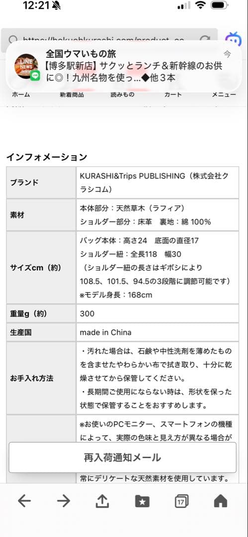 北欧暮らしの道具店❤️ラフィアのショルダーバック　2025